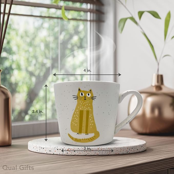 12 Oz Ceramic Cat Mug – Cute Coffee & Tea Cup for Cat Lovers, Unique Gift Idea for Women, Men – Moms Adorable Kitty Drinkware