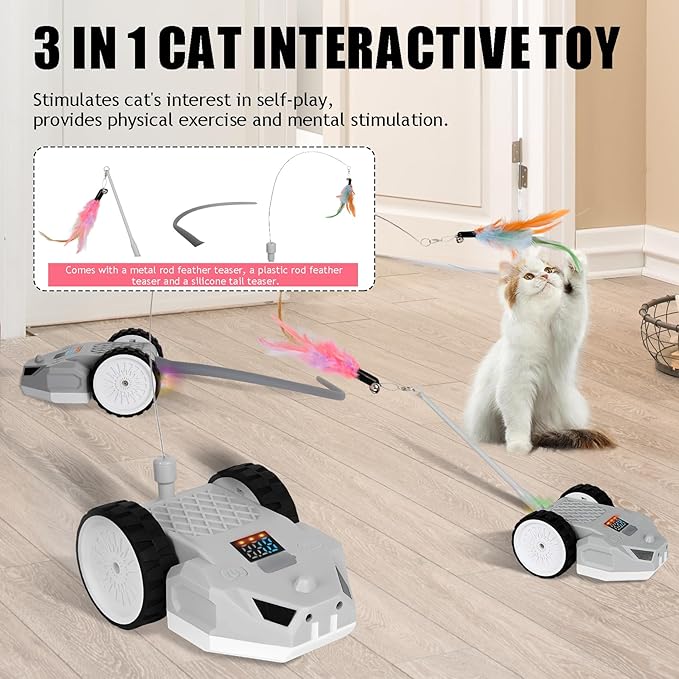 Interactive Cat Toys - Interactive cat Toys for Indoor Cats, Speedy Tail Cat Toy, Remote Control Mouse - Safe and Eco-Friendly, Type-C Charging - Great for Kittens and Adult Cats