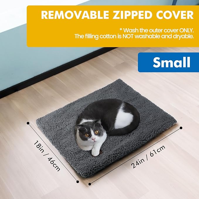Self Warming Cat Bed Self Heating Cat Dog Mat 24 x 18 inch Extra Warm Thermal Pet Pad for Indoor Outdoor Pets with Removable Cover Non-Slip Bottom Washable