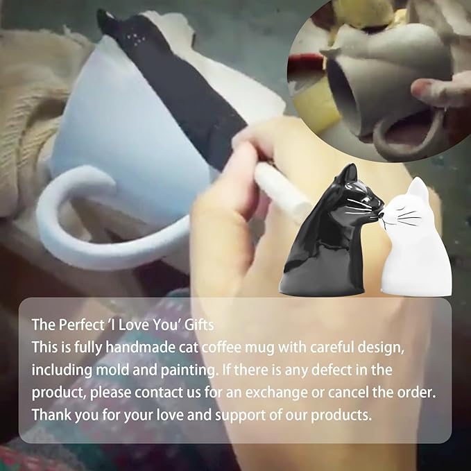 BigNoseDeer Couple Gifts Cute Kissing Cat Mug Matching Couples Stuff Ceramic Coffee Mugs for Wedding Gifts Anniversary Engagement Gift for Couples Cat Lovers 12oz