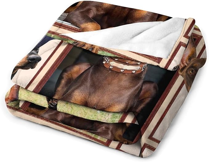 Doberman Blanket Dog Doberman Gifts for Girls Boys Woman Kids Doberman Lover Throw Blankets Soft Blanket Warm Fleece Flannel Plush Blankets for Bed Sofa Couch 40"x50"