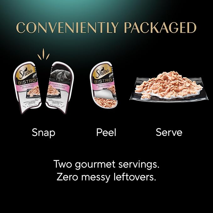 Sheba Perfect Portions Bistro Adult Wet Cat Food, Salmon in Creamy Sauce Entree, (24) 2.6 oz. Twin-Pack Trays