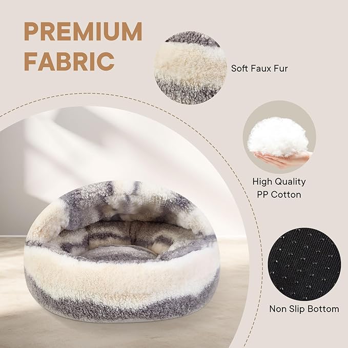 Dog Beds for Small Dogs, Cat Bed Cave, Washable Cute Cat Bed, Cozy Nook Pet Bed for Dogs or Cats, Anti-Slip Puppy Bed Fits up to 22 lbs Pets(Dark Gray Texture, 24" x 24")
