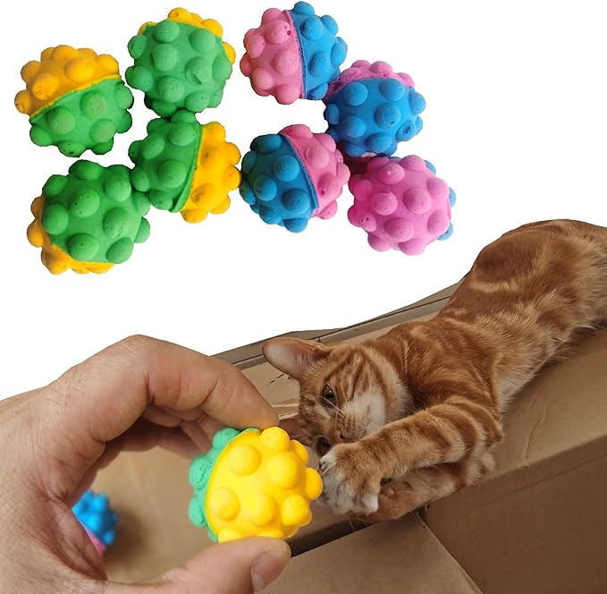 Pet Ball Foam Sponge Ball Cat Toy Soft Bouncy Noise Free (Fun Softball)