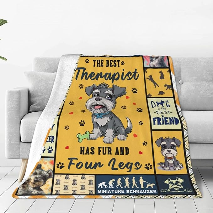 Miniature Schnauzer Dog Blanket Schnauzer Decor Throw Blanket Super Warm Soft Plush Lightweight Fleece Flannel Blanket Gifts for Dog Lovers Girls Women Boys Kids for Winter Couch Bedding 60"X80"