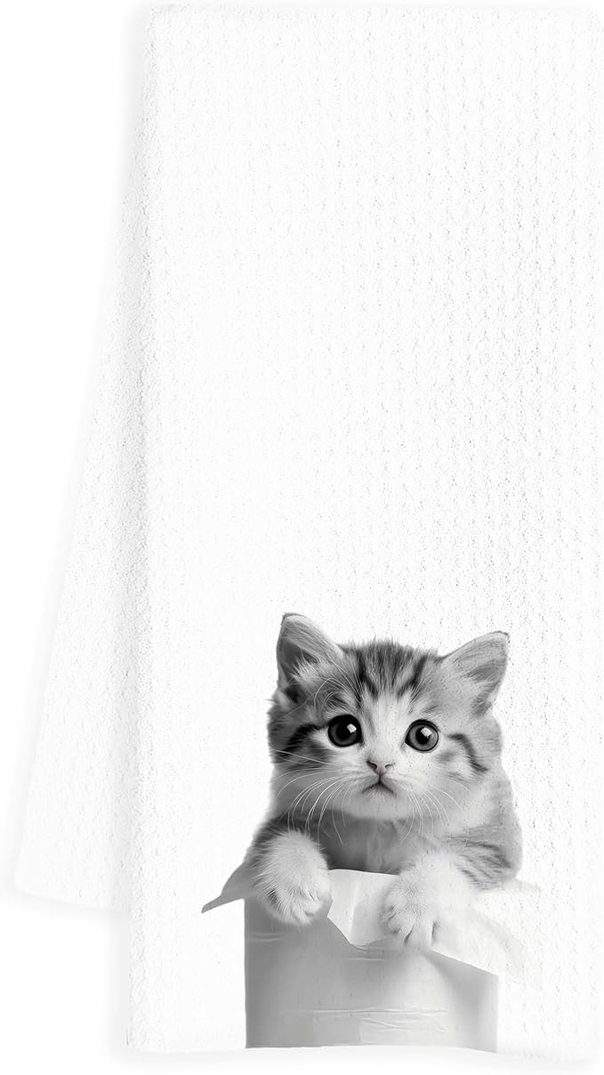 Funny Cat Hand Towels, Cat Gifts for Women Cat Lovers, Cat Mom Gifts, Cat Bathroom Hand Towels, Cute Hand Towels for Bathroom, Cat Bathroom Decor, 16x24 Inch