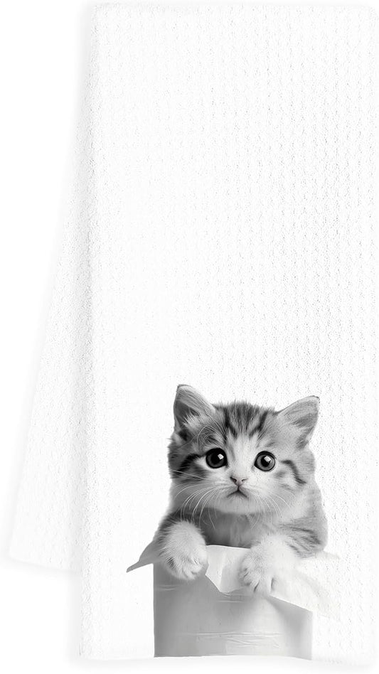 Funny Cat Hand Towels, Cat Gifts for Women Cat Lovers, Cat Mom Gifts, Cat Bathroom Hand Towels, Cute Hand Towels for Bathroom, Cat Bathroom Decor, 16x24 Inch