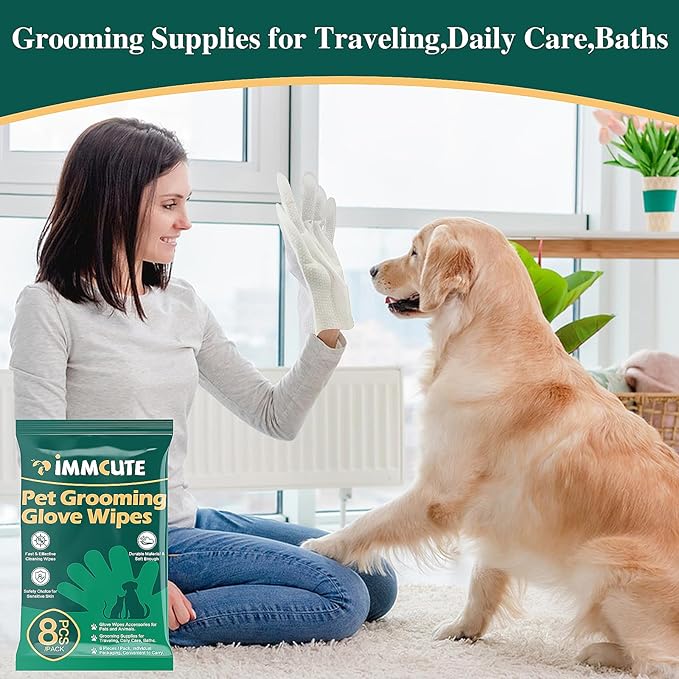 100 Unscented Extra Thick Dog Wipes for Paws and Butt Puppy Wipes for Dogs Face and Body Dog Wipes Cleaning Deodorizing Cat Wipes Cleaning Fur and Butt Doggie Wipes Doggy Wipes 8 Glove Wipes Included