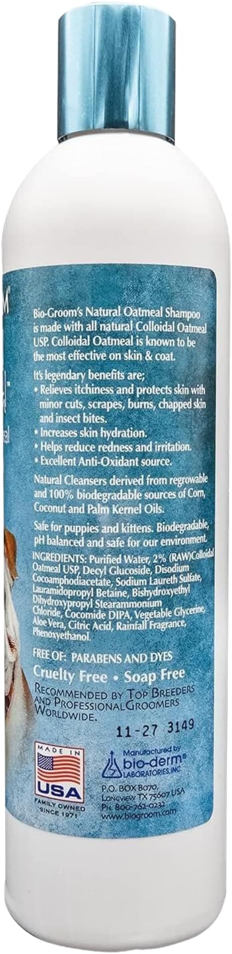 Bio-Groom Oatmeal Dog Shampoo – for Allergies and Itching, Cruelty-Free, Dog Bathing Supplies, Puppy Shampoo for Sensitive Skin, Made in USA, Anti-Itch Dog Products – 12 fl oz 2-Pack