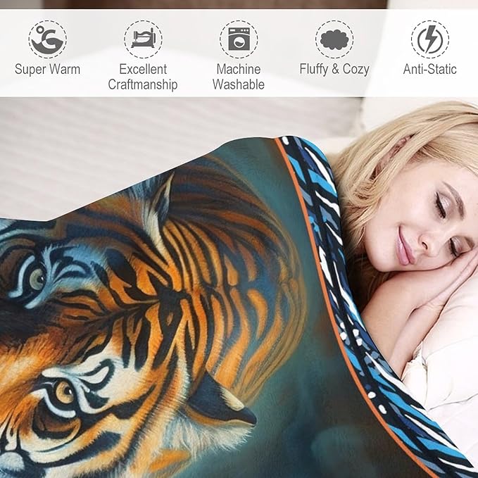 Mexican Tiger Blanket Wild Animal Print Throw Blankets for Couch Sofa Bed Stuff Decor Soft Cozy Fleece Plush Flannel Bedding for Baby Girls Boys Kids Women Man Adults Lover 40"x50"
