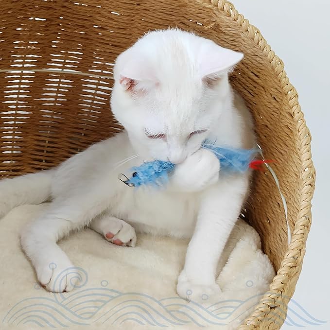 SONGWAY Worm Cat Wand Toys - 6 PCS Cat Worm Toys with Retractable Cat Wand, Cat Feather Tail Toys, Cat Fishing Pole Toy, Interactive Cat Toys for Indoor Cats Kittens