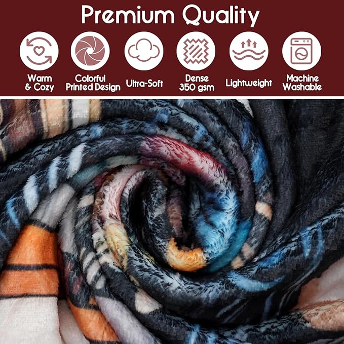 Book Lovers Gifts Witches Bookshelf Blanket,Halloween Skulls Black Cat Potions Cute Magic Goth Fleece Throw for Women Men,Flannel Blanket for Home Living Room Couch Bed Chair Dorm Decor 60"x50"