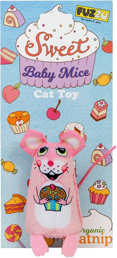 FUZZU Sweet Baby Mice Cat Toy|Cat Toy Catnip | Interactive Cat Toy | Stimulating Cat Toy | Organic Catnip | Pink