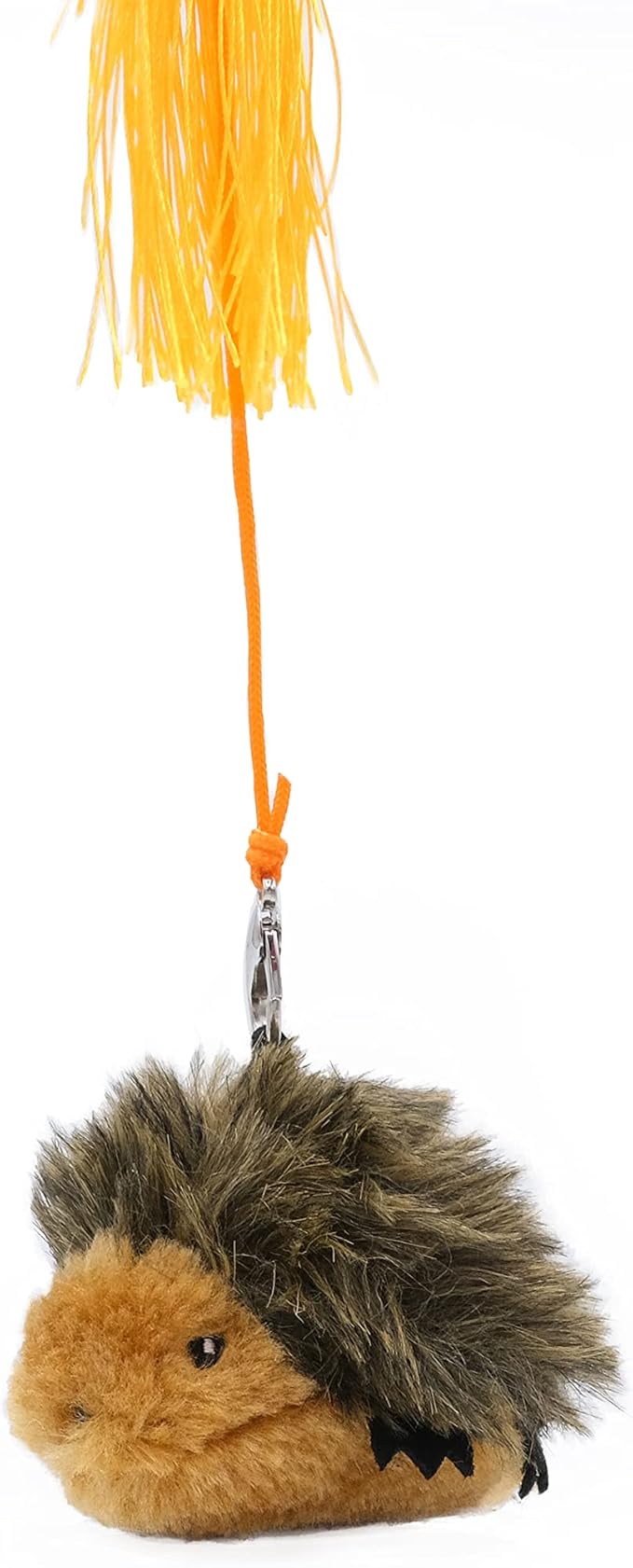 ZippyClaws Hedgehog ZippyStick - Interactive Cat Toy Wand for Indoor Cats & Kittens, Cute Kitty Toys for Boredom, Fun Teaser Stick with Feathered Tassles & Plush Dangling Toy