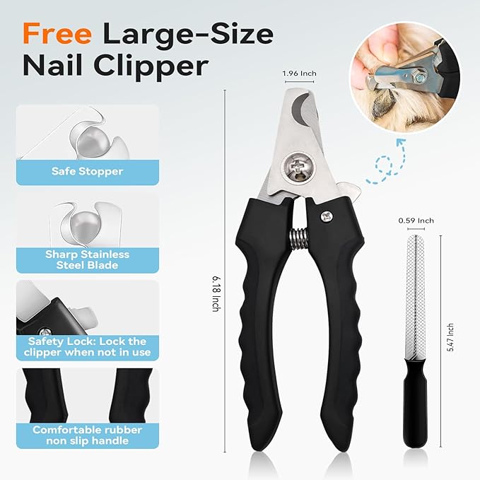 Extra Wide Undercoat Rake for Dogs and Cats, Pet Grooming Brush with Nail Clipper to Remove Loose Fur, Professional Dematting & Deshedding Comb for Tangled Hair (Medium)