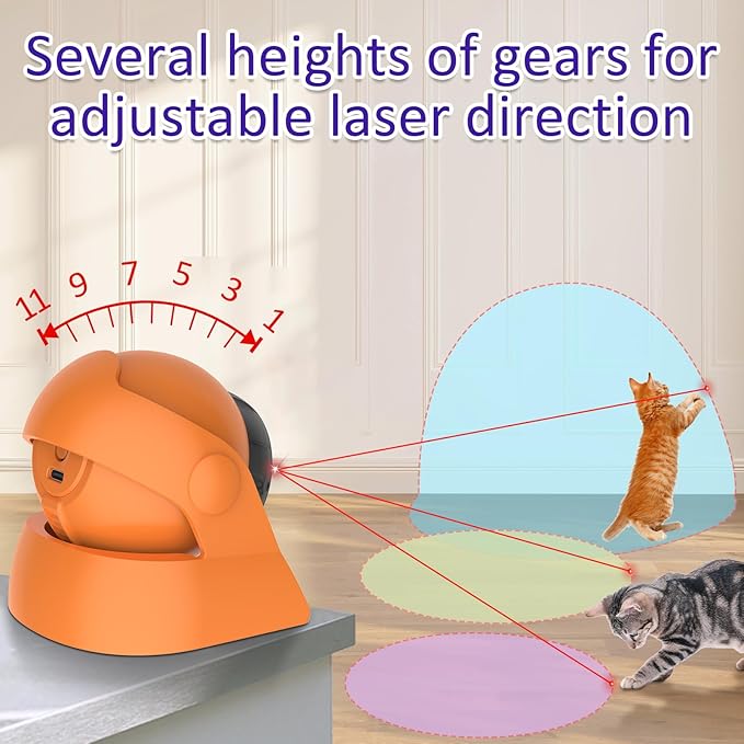 Cat Laser Toys Motion Acticated Responsive Interactions, Mix Fast & Slow Laser Game (Orange)