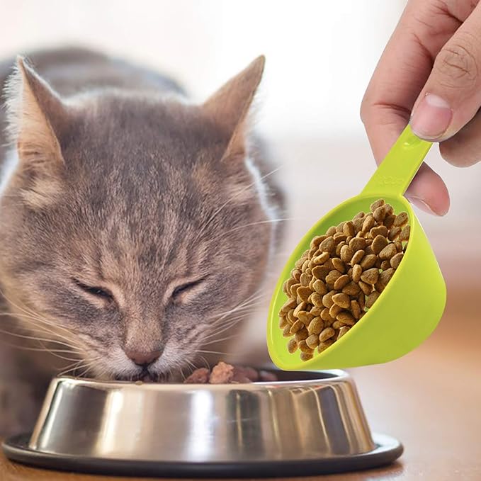 Lainrrew Pet Food Scoop, Dog Food Cups Plastic Measuring Cups and Spoons Set Cat Food Scoop Utility Kitchen Scoops for Dog Cat Bird Food