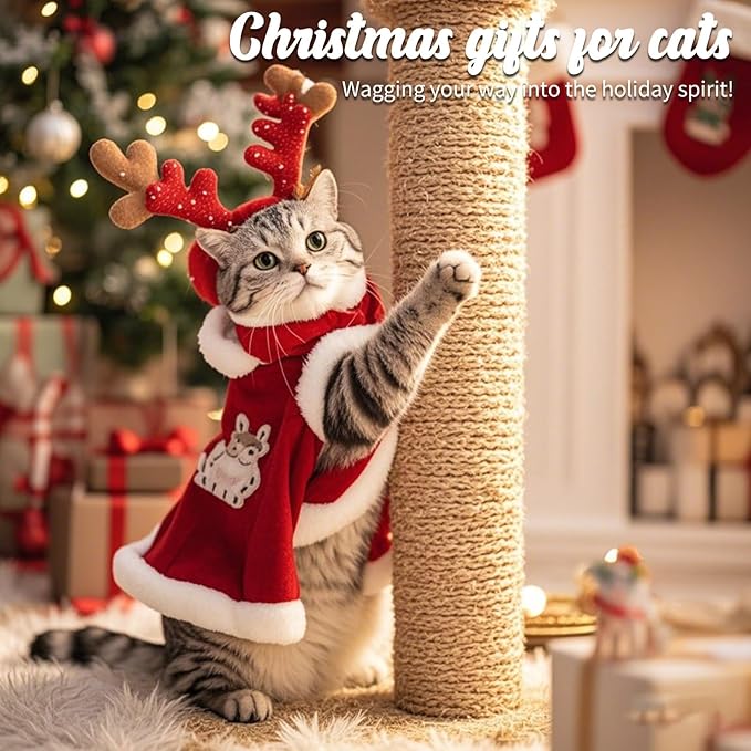 Barelove 4 Pack Cat Scratching Post Replacement, 15.7“ 7.9" Natural Sisal Rope Scratcher Posts Refill for Indoor Kittens Tower, Hemp Rope Scratch Pole Part Furniture Accessories with M8 Screws, Green