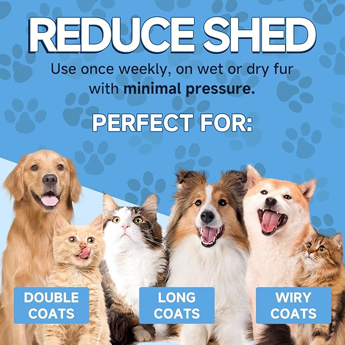 Double-Sided Ultra Wide Pet Grooming Brush - Shedding Tool with Metal Bottom Comb for Dog/Cat Hair Removal