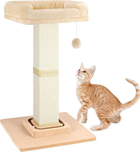 Cat Scratching Post,Heavy Duty and Thicker Scratching Posts for Indoor Cats Adults, Cat Scratcher with Cat Perch, Tall Cat Scratching Post with Bed, Removable Cover, 28 inches