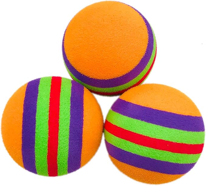 PET SHOW 15pcs 1.4" Interactive Cat Toy Balls for Indoor Cats Colorful Rainbow Soft Foam Kitten Toys Ball for Small Dogs Puppies Quiet Playing Stuff