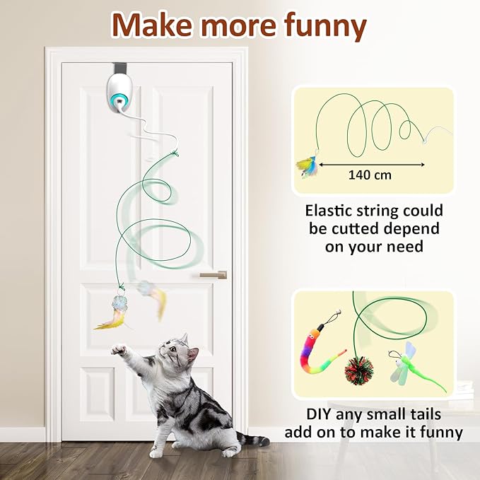 Interactive Toys for Indoor Cats Kitten Play Chase Exercise, Rechargeable Door Hanging Cat Teaser Self Play Feather Cat String Toys
