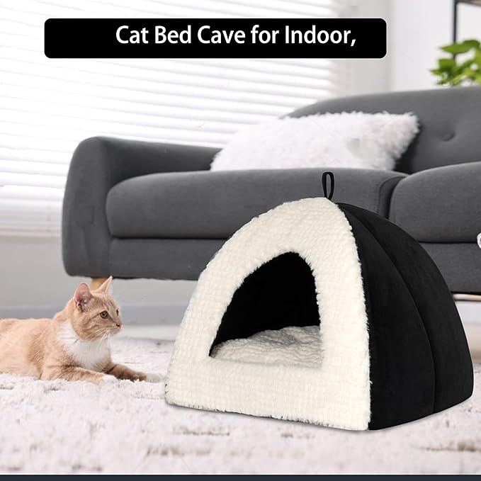 Cat Cave Bed for Indoor Cats, Warm Cat Beds/Dog Beds for Small Dogs Cat Tent Bed for Puppy Kitten with Removable Cushion