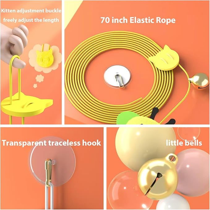 Kalimdor Interactive Cat Feather Toys 5pack,Retractable Teaser Toy,Hanging Interactive Toys for Indoor Cats Kitten Play Chase Exercise, Kitten Mental Exercise Toys