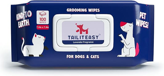 Pet Wipes for Dogs - Dog Paw Wipes - Dog Cleaning Wipes - Biodegradable Cat Bath Wipes - Puppy Grooming Wipes - Toxic-Free Kitten Wipes (Lavender Fragrance) (Pack of 1)
