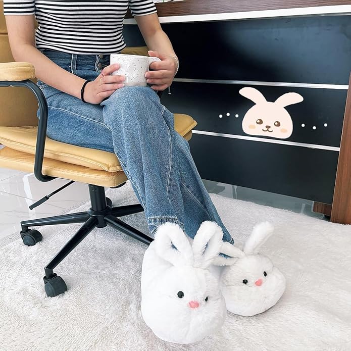 Caramella Bubble Cute Bunny Animal Slipper for women Adult Fuzzy Warm House Slippers Novelty Fluffy Home Shoes Ladies Winter Slippers Indoor Outdoor
