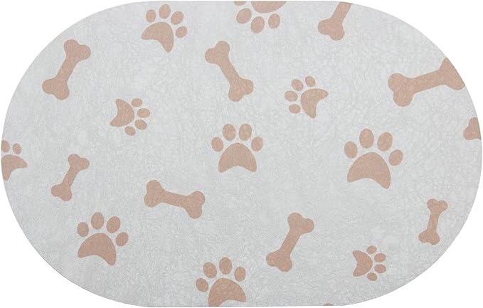 YCT Dog Food Mat - Cat Dish Mat Dog Bowl Mat - No Stains Easy Clean Dog Mat for Food and Water - Absorbent Quick Dry Pet Mat, 16.9"x24" Beige