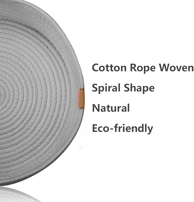 Large Cat Bed Basket Round Cotton Rope Woven - Calming Cat Rope Bed Sleep Surface 17.7 inches(45 cm),Cozy Scratching Indoor Cat bed for a Large Cat or 2 Small Cats,Fit up to 20 lbs Pets,Washable,Grey