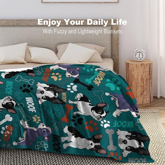Boston Terrier Blanket Soft Cozy Boston Terrier Throw Blankets for Kids Girls Women Adults Dog Lover Gifts 50"X40"