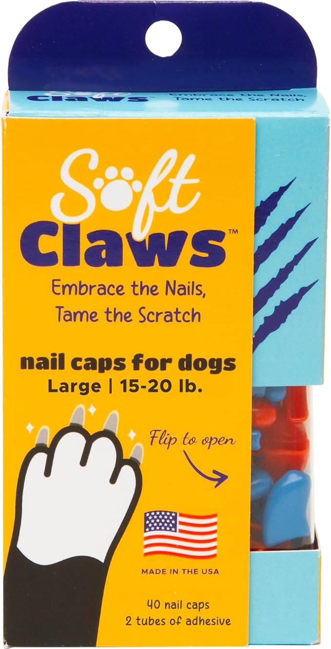 Soft Claws Canine 40-Pack Summer Colors Dog Nail Caps Kit, Large, Red and Blue