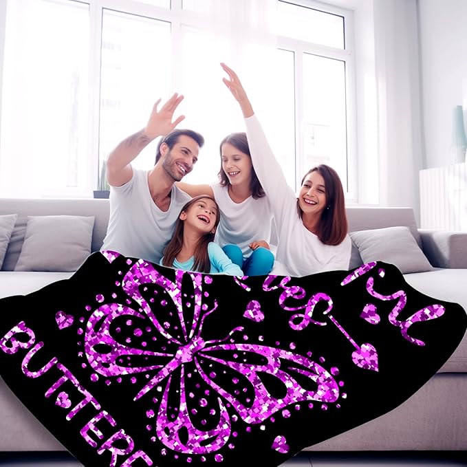 Butterfly Blanket Soft Cozy Warmth Flannel Butterflies Throw Blankets Just A Girl Who Loves Butterfly Blankets Bedding Decor for Sloth Lover Girls Women Adults Gifts 50"x40"
