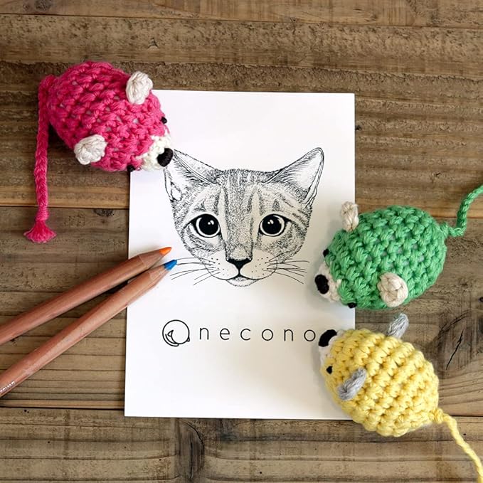 Cat Plush Toys - Knitted Mouse amiami-nezumi Medium Size - Ultra-Lightweight Hand-Knitted