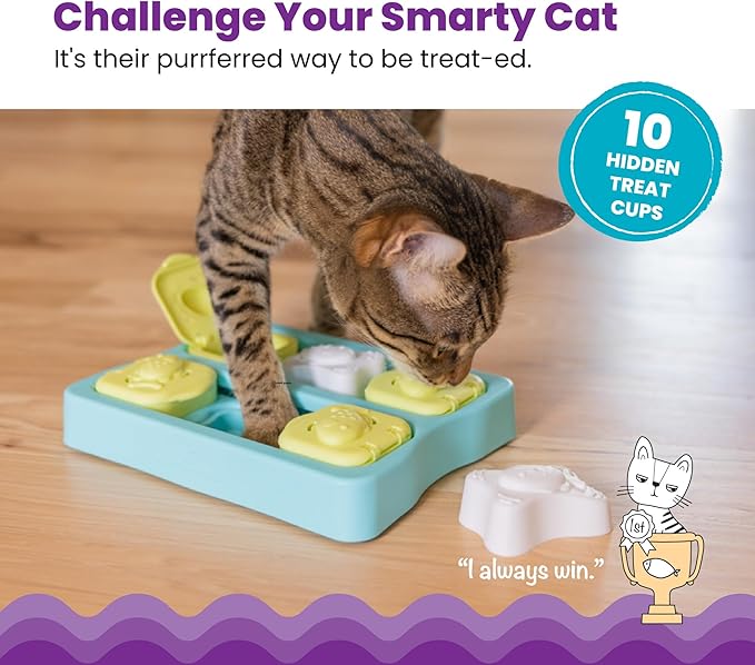 Catstages Kitty Cube Interactive Cat Treat Puzzle, Blue