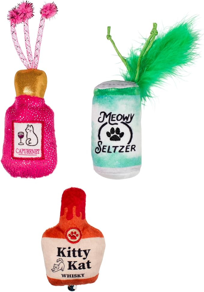 Fringe Studio "Kitten My Drink ON, Set of 3, Cat Toy Mini Sets, Pet Shop Collection (904040)