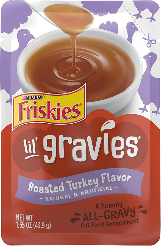 Purina Friskies Lil' Gravies Roasted Turkey Flavor Cat Food Lickable Cat Treats - (Pack of 16) 1.55 oz. Pouches