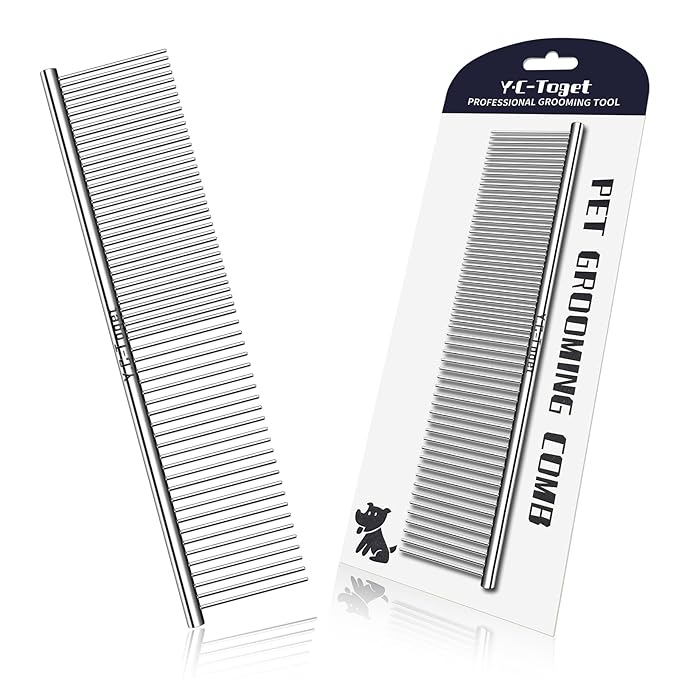 Dog Cat Combs for Grooming, Metal Cat Dog Comb for Removing Tangles and Knots, Professional Grooming Tool for Long Haired Dog Cat, Dog Comb Poodles Doodles