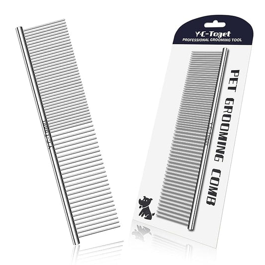 Dog Cat Combs for Grooming, Metal Cat Dog Comb for Removing Tangles and Knots, Professional Grooming Tool for Long Haired Dog Cat, Dog Comb Poodles Doodles