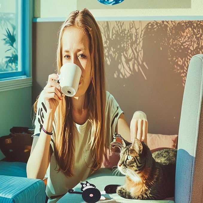 7PCS Drink Coasters - Woven Creative Cute Cat Coasters for Coffee and Tea - Desktop Gifts