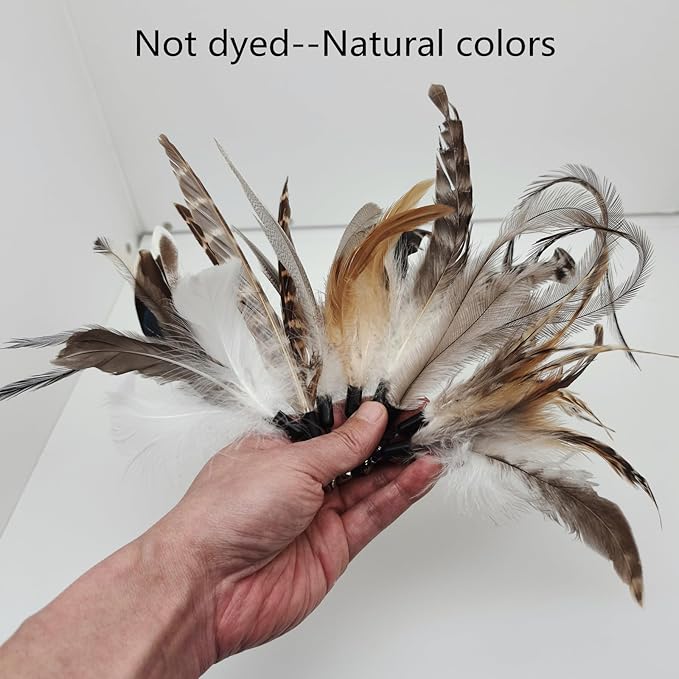 Natural unstained Feathers,8PCS Cat Feather Toys Replacement Cat Toy Wand Refills, Cat Feathers Refill for Indoor Cats,Perfect Wand Attachments