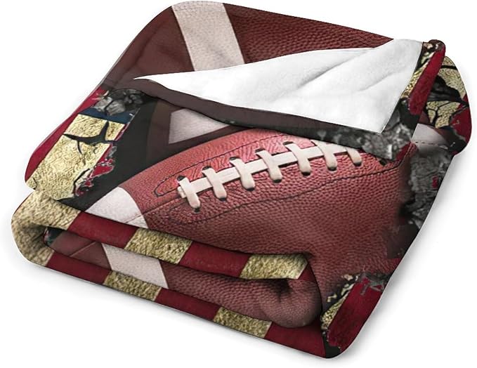 Football Print Blanket American Flag Sports Throw Blankets for Couch Room Stuff Decor Boys Girls Team Gifts Accessories Fleece Plush Flannel Bedding for Lover Men Women College Players Teen 60"x80"