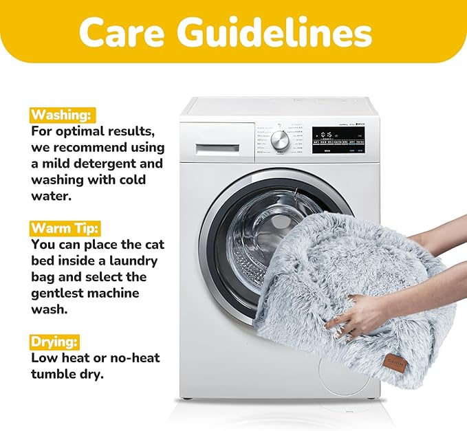 CATISM Cat Bed, Cat Cave for Indoor Cats, Soft Cat Dome, Self-Warming 2 in 1 Foldable Pet Cat House with Washable Cushioned Pillow Calming Fluffy Dog Beds for Small Dogs with Anti-Slip Bottom Gray