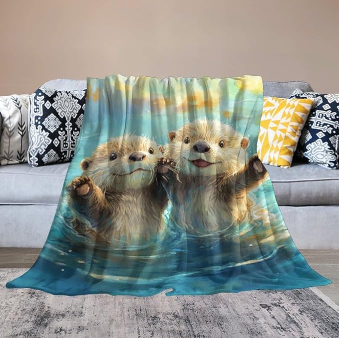 Otter Gifts for Girls, Boys & Kids - Otter Lover Throw Blankets, Soft & Warm Fleece & Flannel Plush Blankets for Bed, Sofa, Couch - 40"x50"