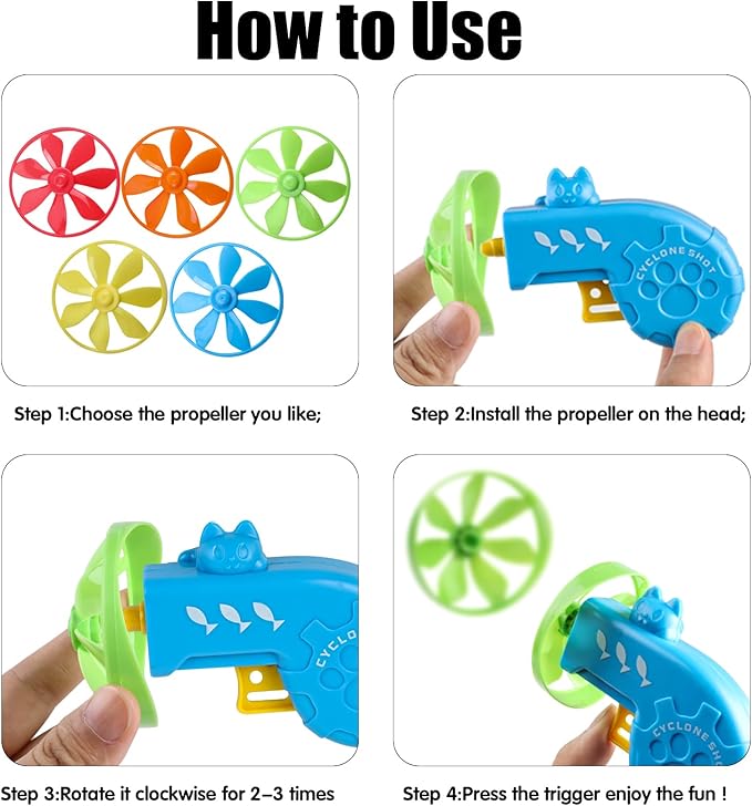 FOIMAS 17pcs Cat Fetch Toy,Cat Palying Tracking Interactive Toys with Flying Propellers for Cat Kitten Indoor and Outdoor Chasing Training Hunting Chasing Supply