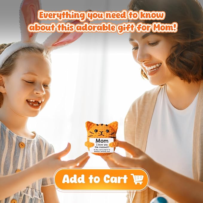 Birthday Gifts for Mom Grandma Positive Crochet Animal for Aunt Godmother,Emotional Crochet Small Birthday Gifts