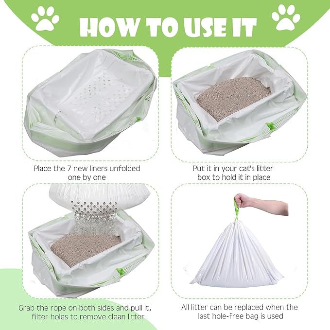 21 Count Cat Litter Box Liners,37x18 inch Heavy Duty Self-Cleaning Cat Litter Bags with Drawstring,Disposable Tear-resistant Poop Bag for Pets