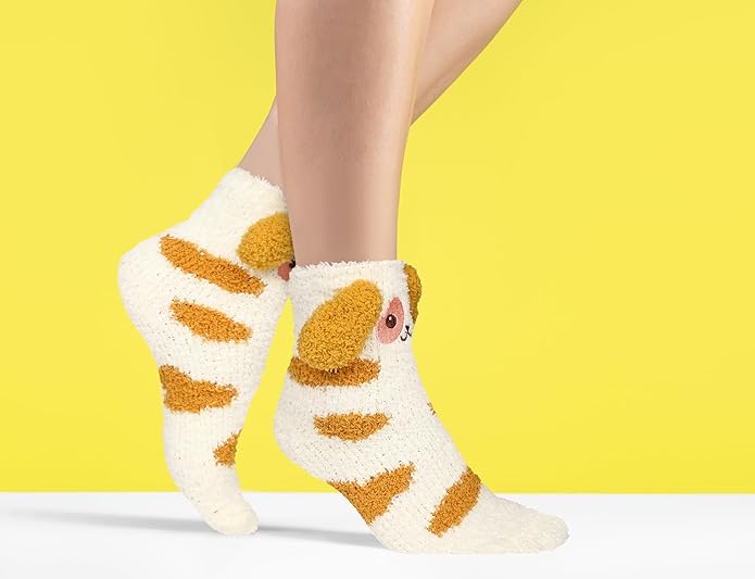 Benefeet Sox Cute Fuzzy Socks for Women Girls Fluffy Warm Cozy Novelty Slipper Socks Funny Animal Plush Sleeping Socks